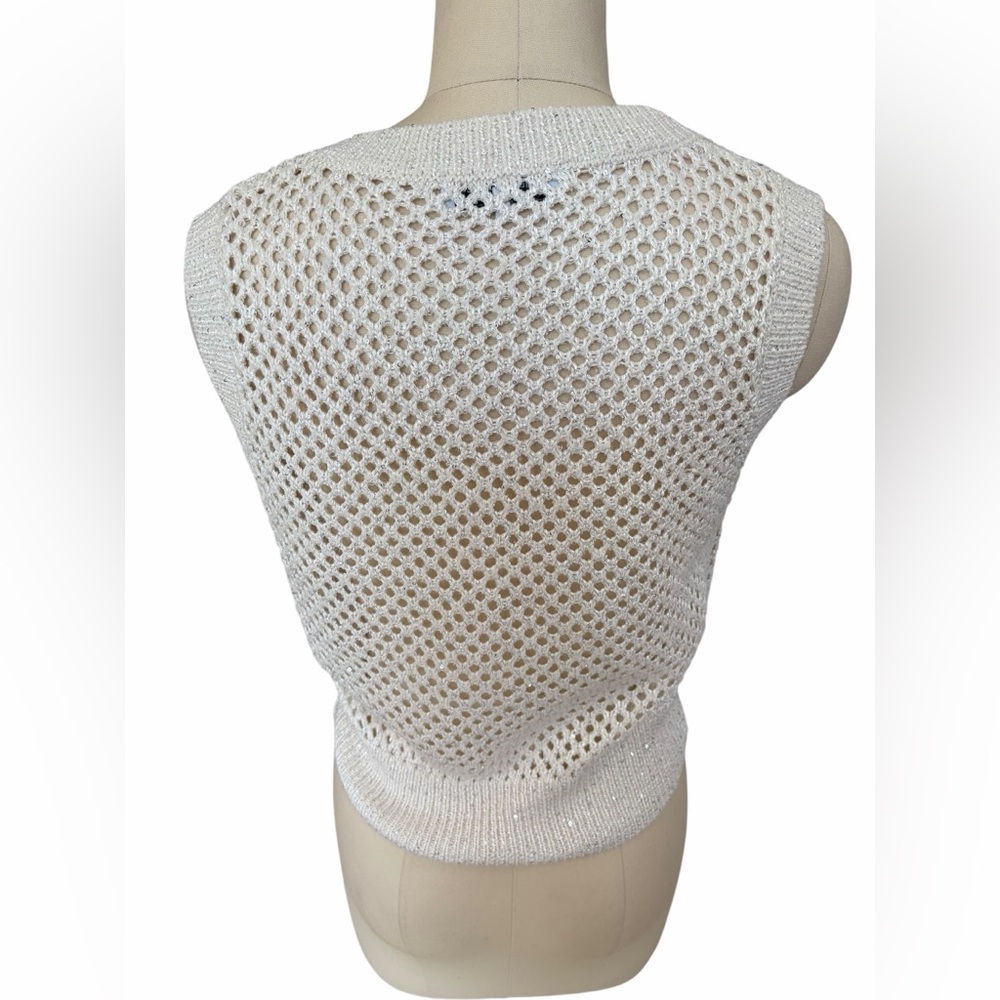 Noli ADDISON SEQUIN CROCHET TOP - PEARL size‎  small - Picture 5 of 7